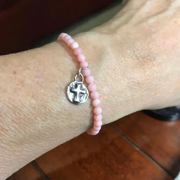 Peruvian Opal,Pink Bracelet,Natural Color,Stretch Bracelet,October Birthstone - Picture 3 of 3